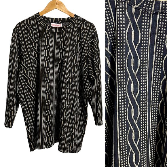 1970s vintage metallic gold and black tunic - size 2x - Picture 1 of 6